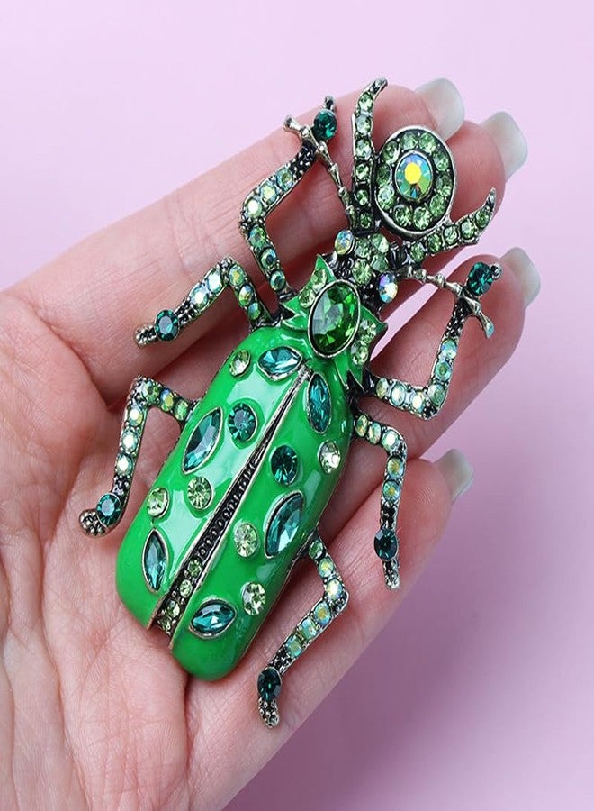 SHIDXIB 2Pcs Vintage Green Orange Elegant and Unique Sparkling Rhinestone Spider Brooch - Image 4